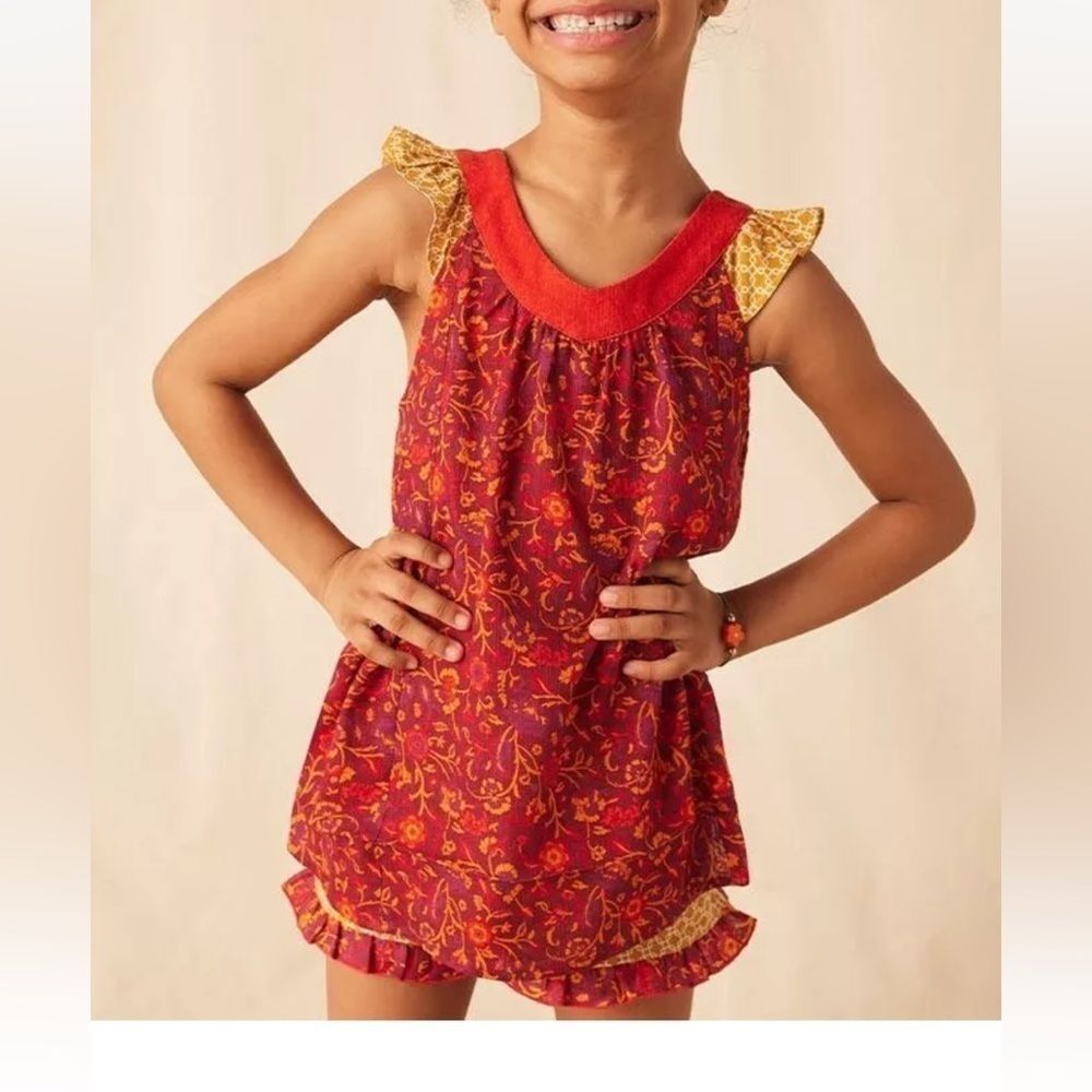 Matilda Jane Girls Enchanted Garden Beach Bonfire Tank Floral Woodrose Shorts 10